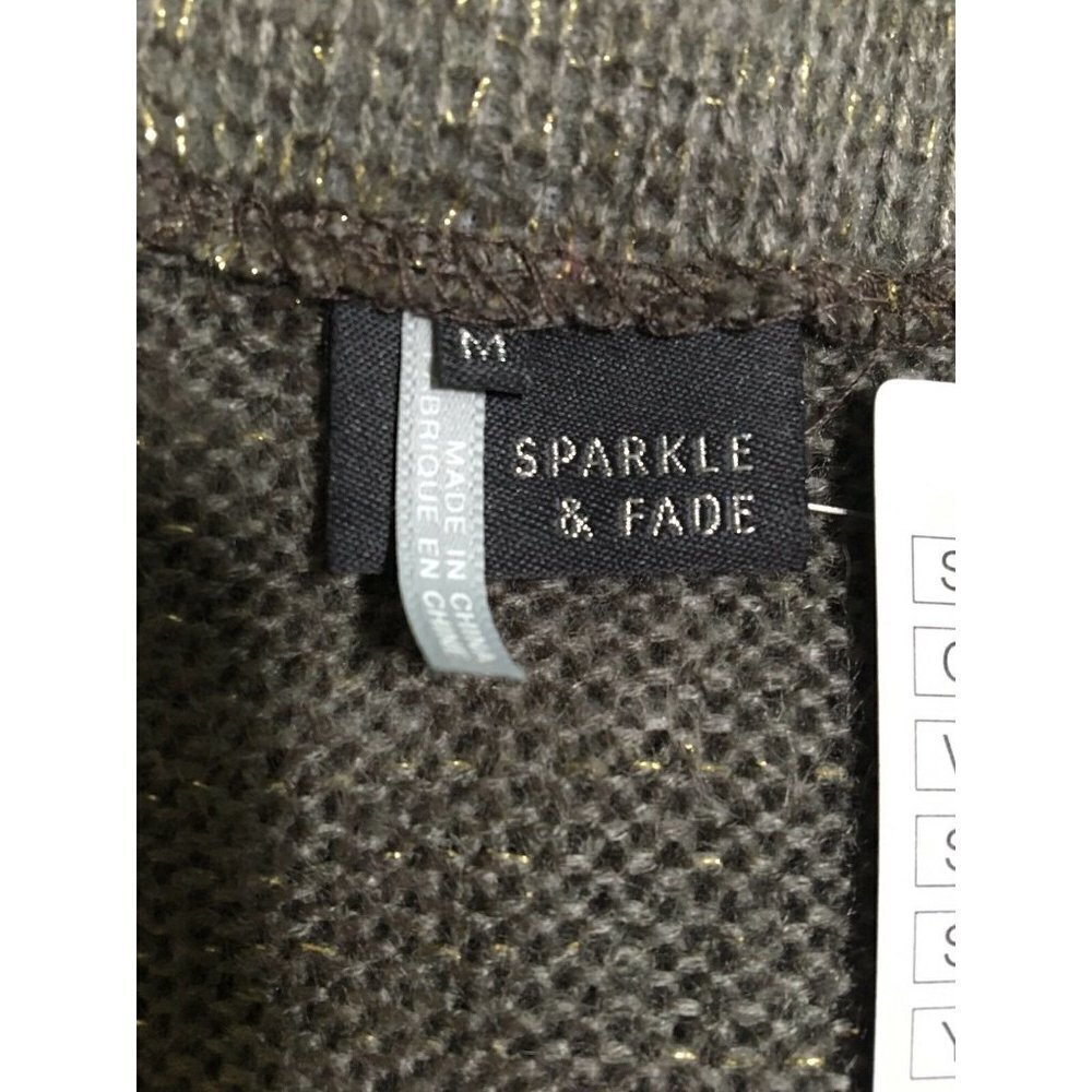 Sparkle and Fade Gray Gold Metallic Long Sweater Sparkle Acrylic Medium NWT - Picture 6 of 8